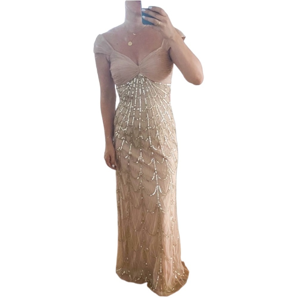 Jovani Sequin Dress Nude